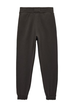 Mørkegrå, bomuldsblandede joggers med ribbet talje, elastiske manchetter og sidelommer. Glat overflade, tapered design.