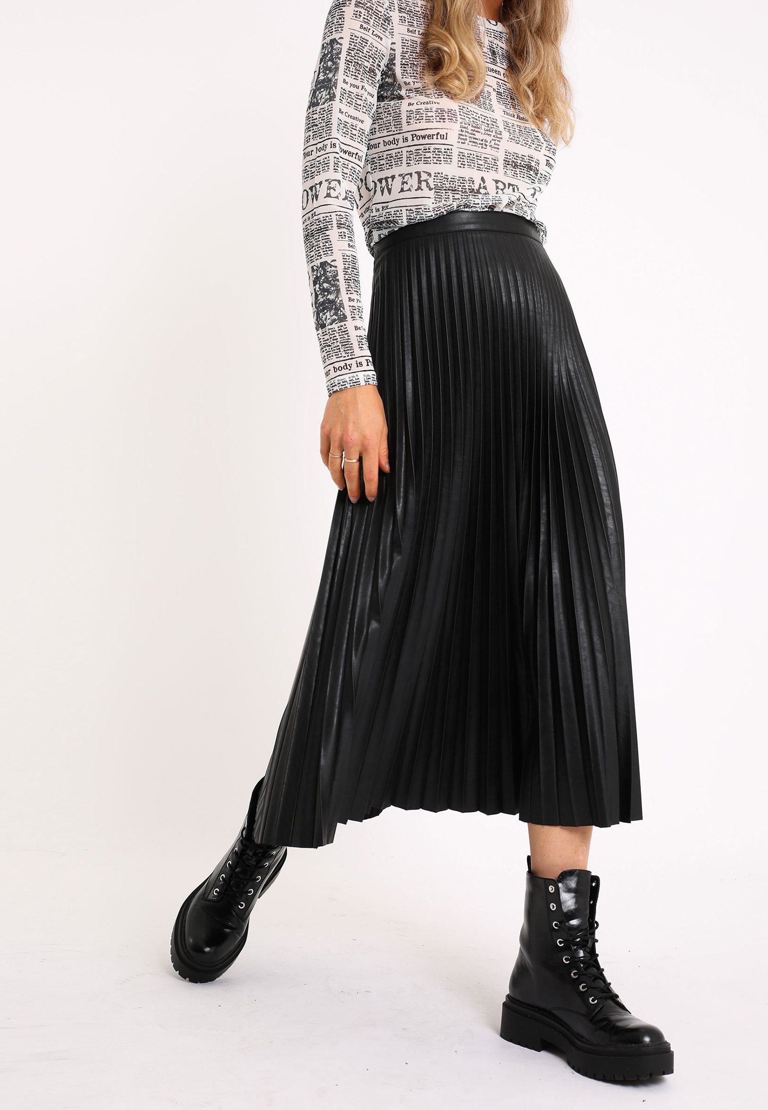 Gonna A Pieghe Elasticizzata Donna – Bianca – Mini Gonna Lunga Morbida – Taglie Forti XX-Large - 3