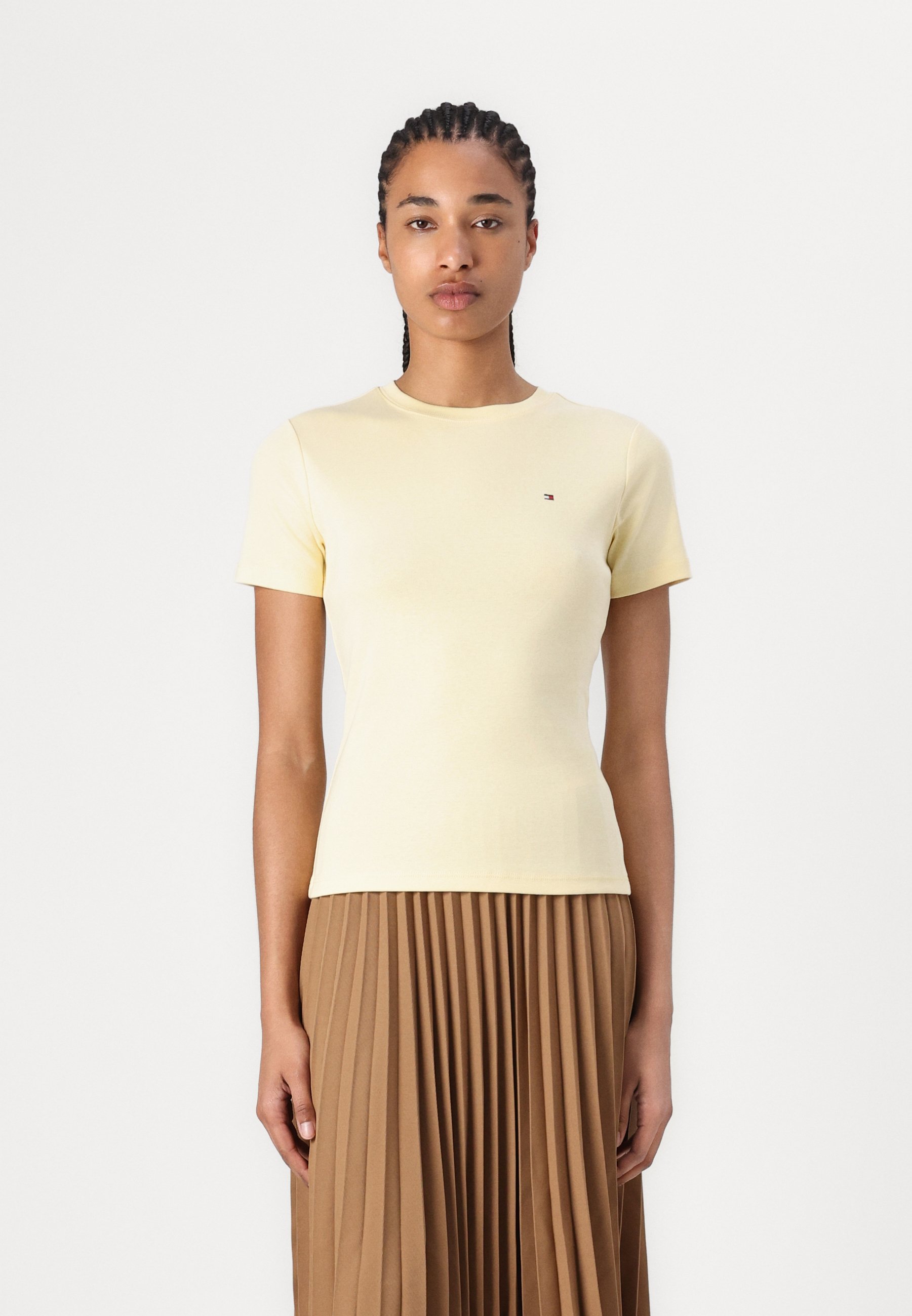 売れ筋商品|||トミー ヒルフィガー Tシャツ レディース トップス SLIM CODY - Basic T-shirt - frozen custard Tommy Hilfiger SLIM CODY V NECK - T-Shirt basic - frozen