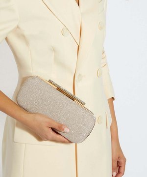 Dune London, DUNE BODY STRUCTURED CHAIN STRAP CLUTCH BAG - Pochette - gold-coloured fabric