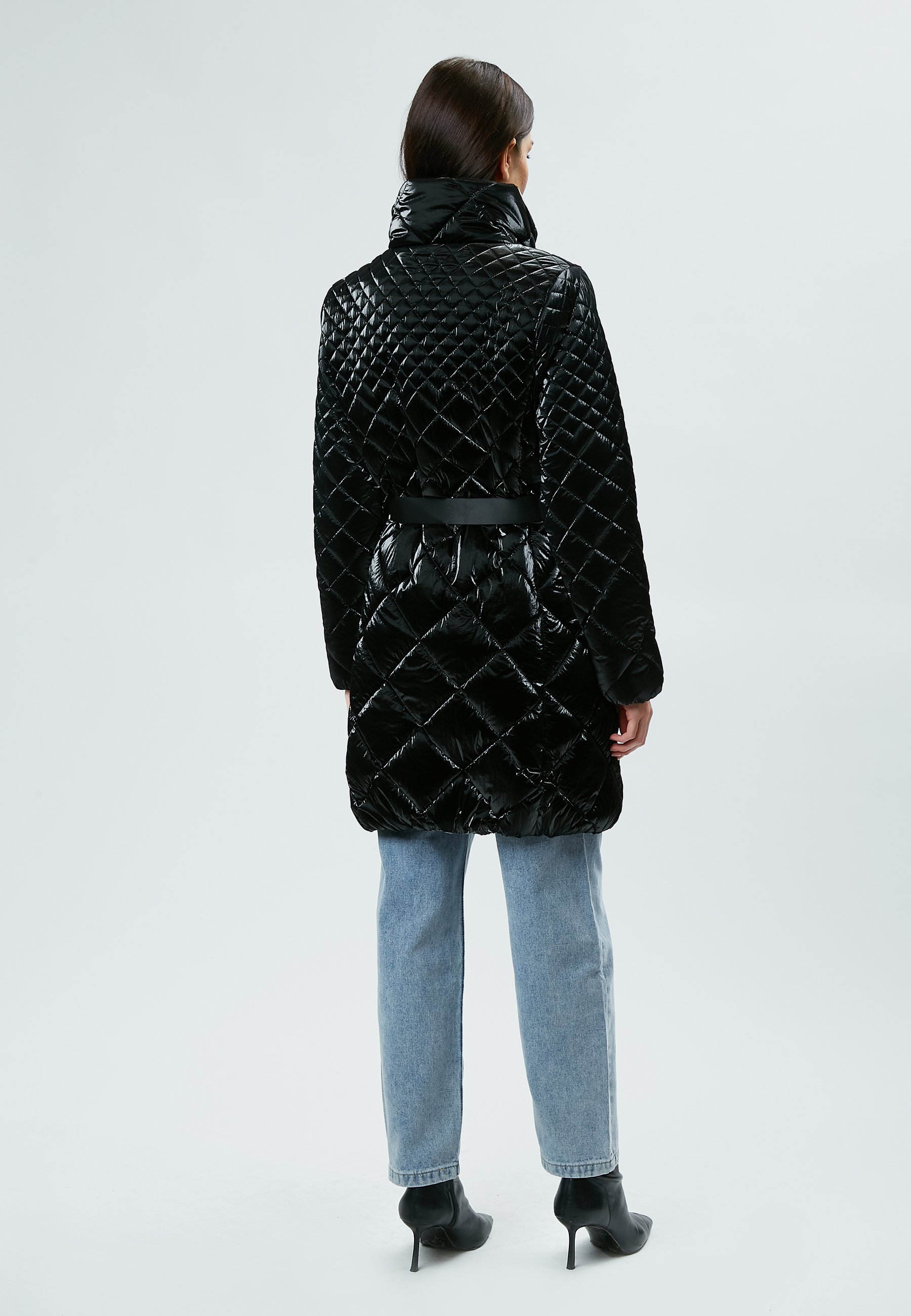 INFLUENCER PADDED DIAMOND-QUILTED WITH BELT - Winter coat