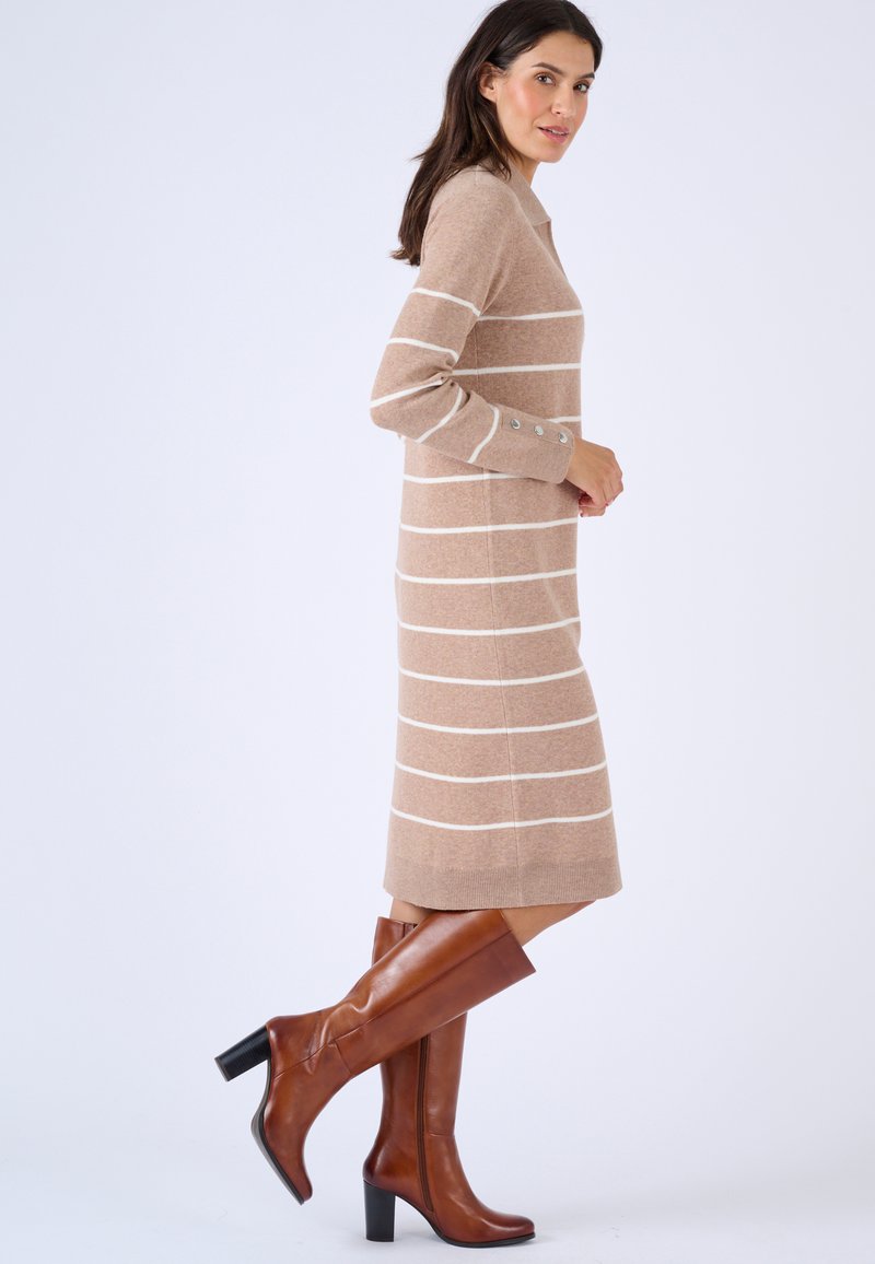 Damart STRIPE TREND - Jumper dress - Brown Mlange/brown - Zalando