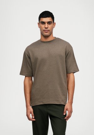 SLHLOOSEOSCAR O NECK TEE - T-Shirt basic - chocolate chip melange