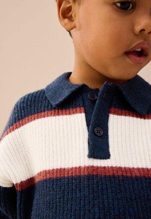 Next REGULAR FIT - STRIPE RUGBY - Pitkähihainen paita - navy blue burgundy