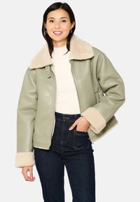Kunstnahast jakk - khaki mint