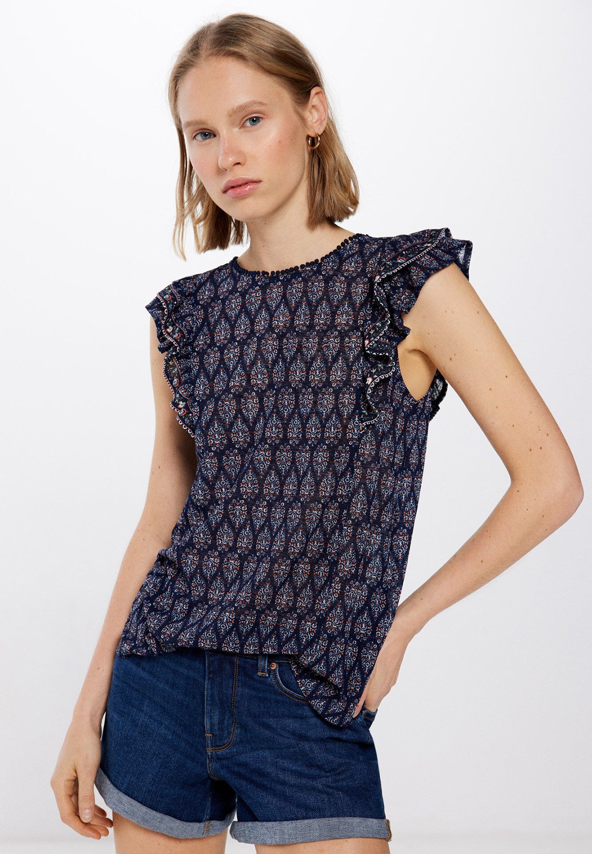 SPRINGFIELD Damen Bluse Mit Rüschen Und Längsstreifen – Lässig & Vielseitig Kombinierbar