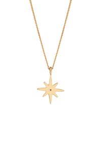 Goldstern-förmiger Anhänger an einer gedrehten Kette. Der Anhänger hat spitze Kanten und ein einzelnes rundes Detail in der Mitte.