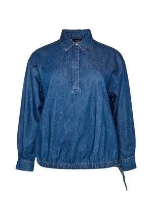 Zizzi, BLUSE AUS DENIM MIT BALLOON-FIT - Μπλούζα - blau