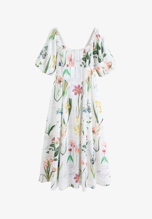 Next, REGULAR FIT - PUFF SLEEVE MIDI - Robe de jour - white floral