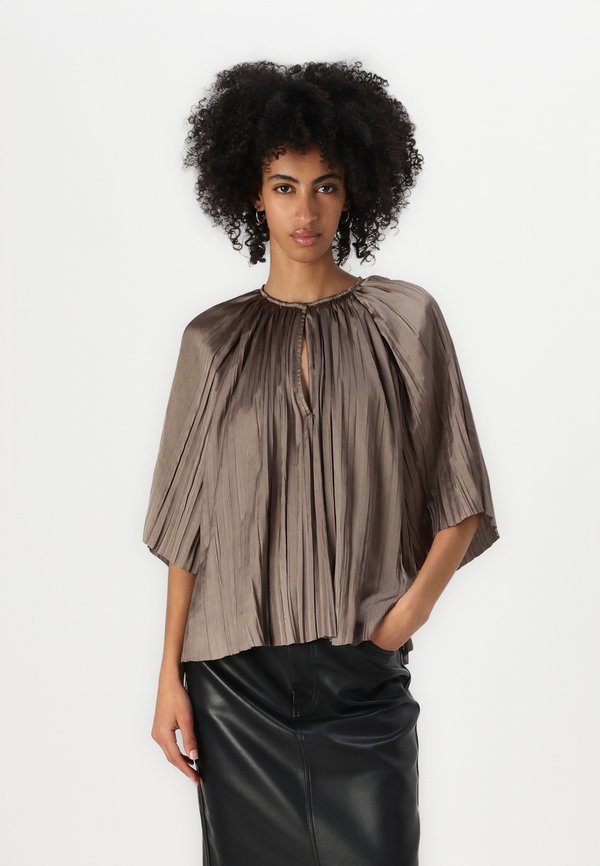 LIMA CRINKLED SURFACE - Blouse - taupe