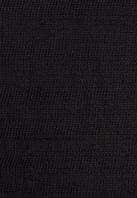 Gros plan d’un tissu tricoté noir montrant la texture détaillée et le motif de tissage.