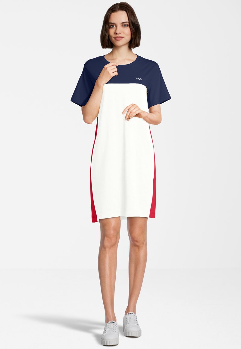 Fila BALIKESIR - Jersey dress - bright white-medieval blue true red/white -  Zalando.ie