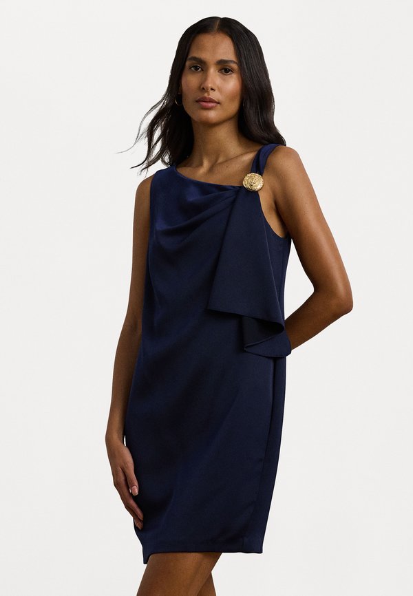 RUFFLE TRIM SATIN SHIFT COCKTAIL DRESS - Cocktail dress / Party dress