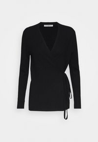 pure cashmere - WRAP CARDIGAN - Kardigán - black Miniatűr kép 1