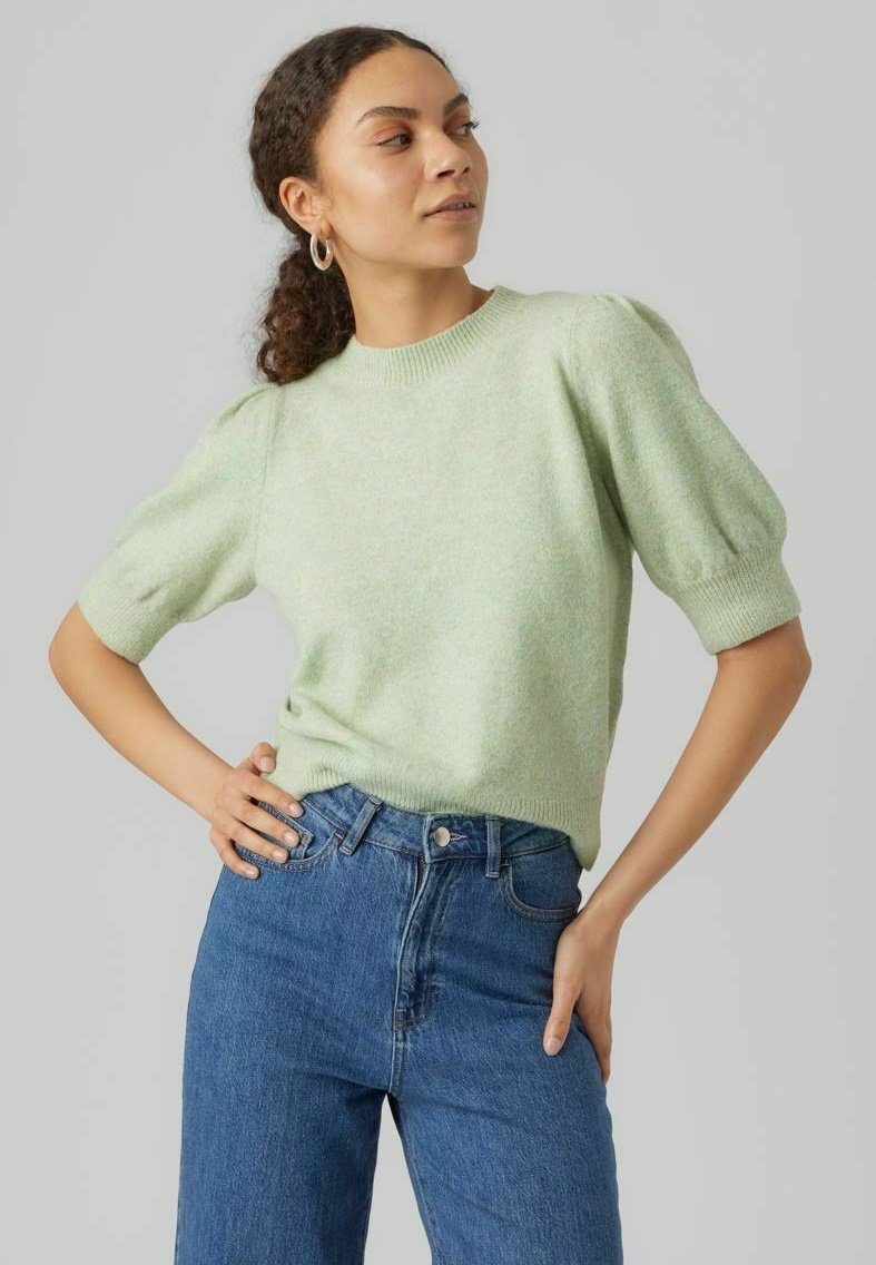 Vero Moda VMDOFFY O-NECK  - Camiseta básica - reseda