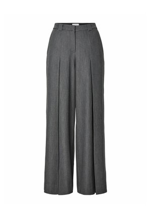 YAS, FLARED TROUSERS YASINVA HW WIDE - Pantalon classique - medium grey melange
