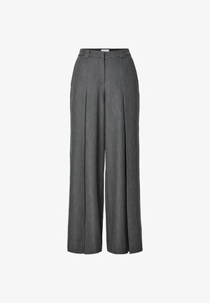 YAS, FLARED TROUSERS YASINVA HW WIDE - Pantalon classique - medium grey melange