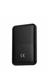 Dispositivo rettangolare nero con finitura opaca, bordi arrotondati e superficie superiore testurizzata. Presenta una marcatura CE sul fondo.