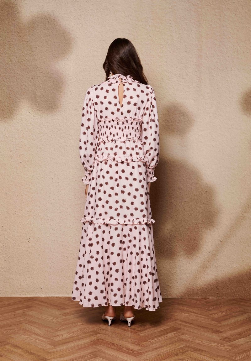 strapless open back dress Polka Dot Organza Maxi Dress – Elegant & Chic Style – FOR HER NYC OFFICIAL main image 1