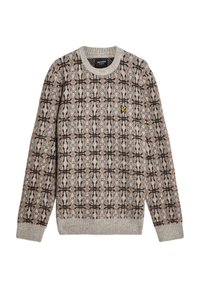 BRUSHED INTARSIA CREW NECK - Pullover - light grey marl