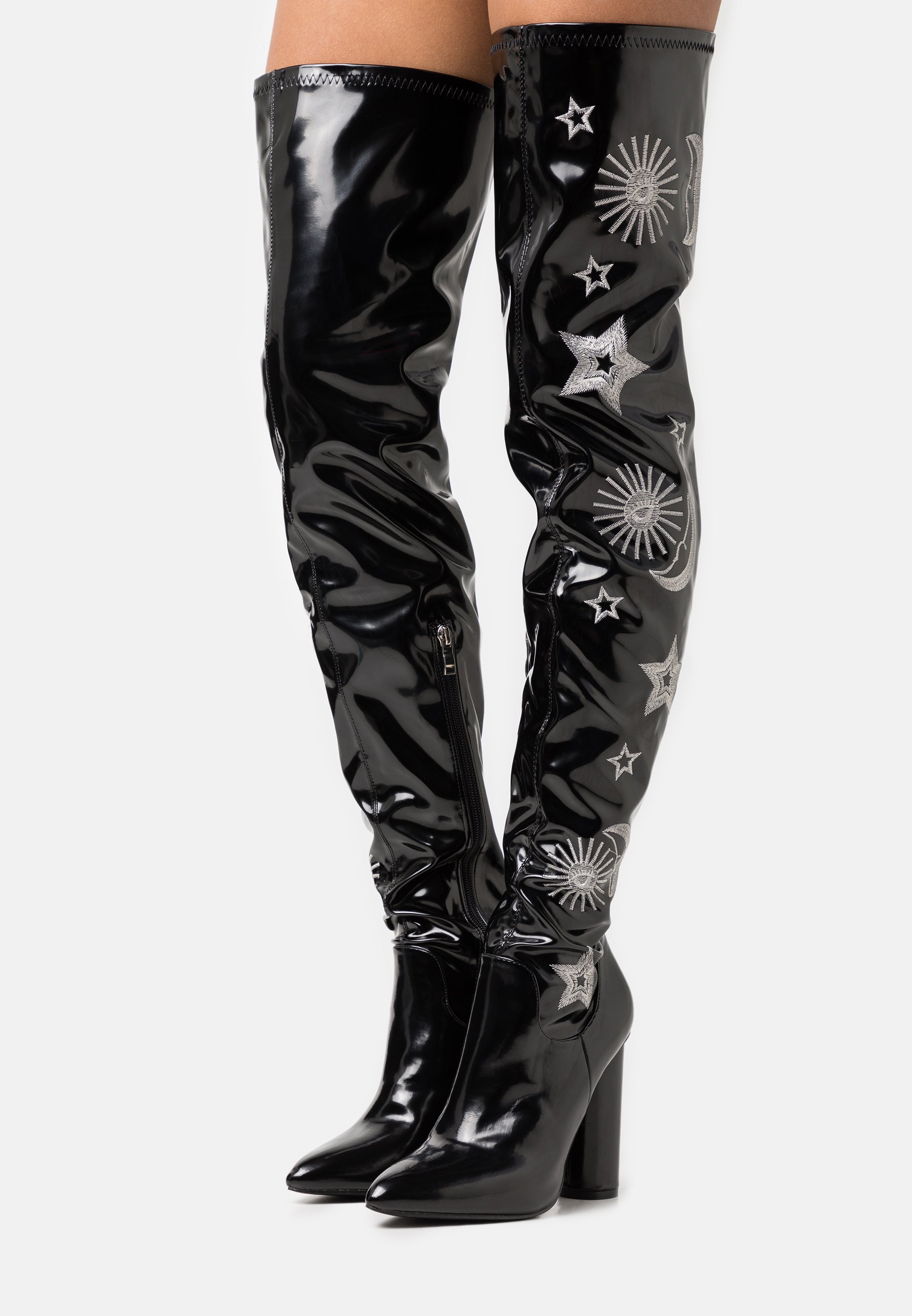 VEGAN ASTRID Laarzen met hoge hak blacksilver VEGAN ASTRID Laarzen met hoge hak blacksilver