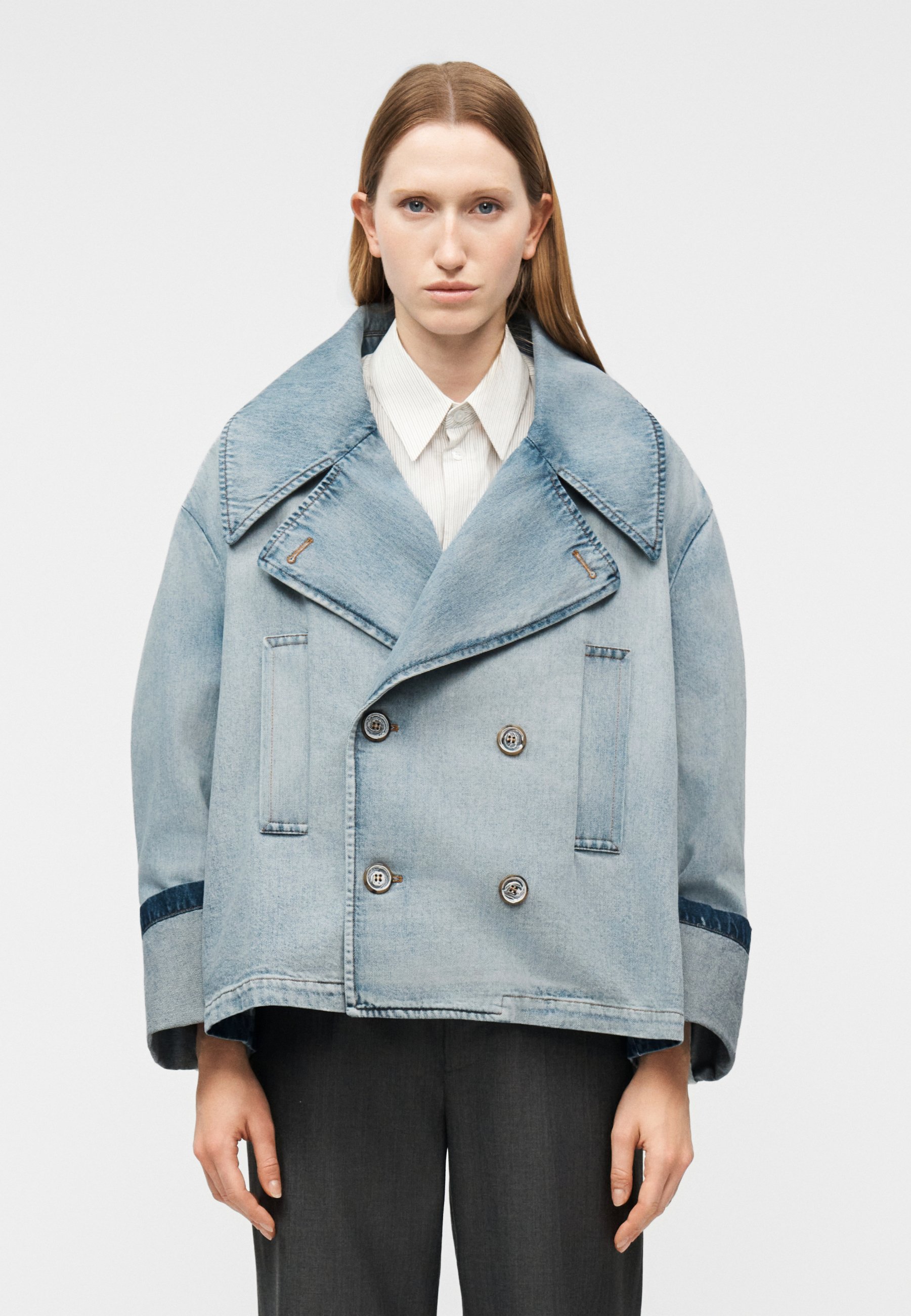 MM6 Maison Margiela SPORTS JACKET - Casaco de ganga - light blue