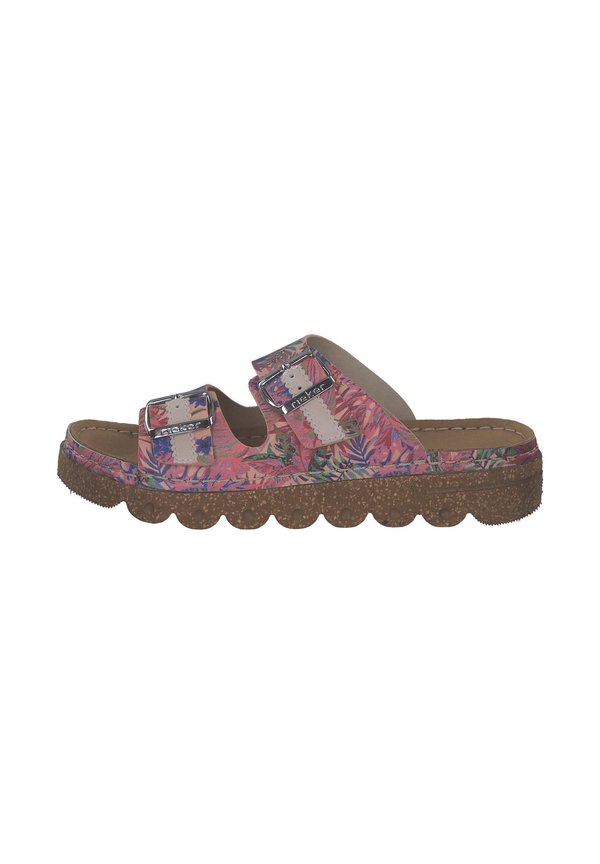 Pantolette flach - rosa jungle rose