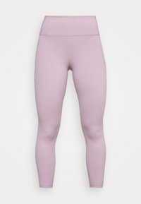 Legíny s vysokým pasem v jemné levandulové barvě, které se vyznačují hladkým povrchem, celoplošným designem a detailem boční kapsy.