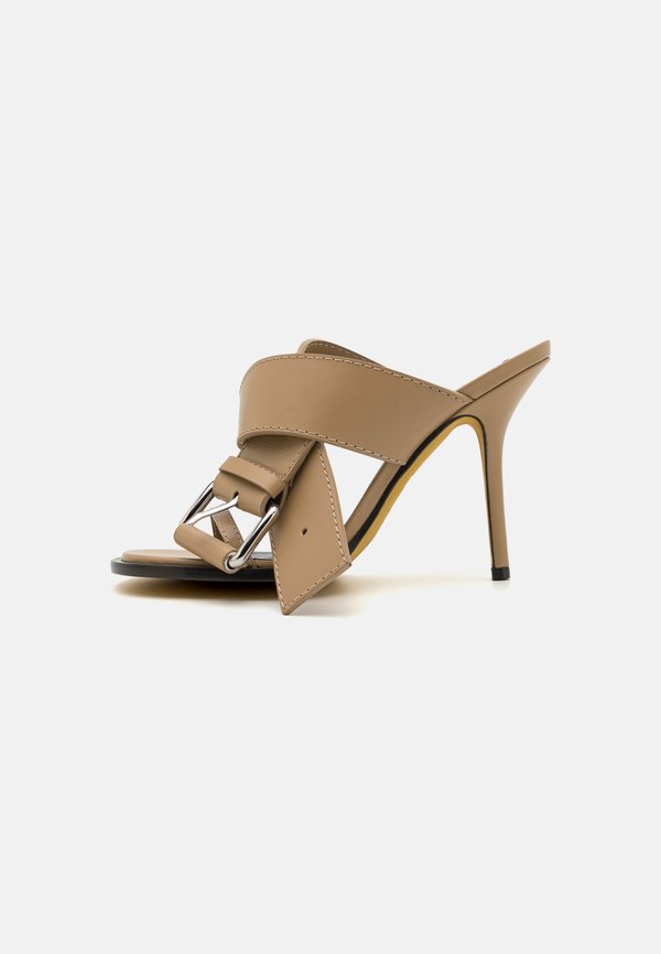 BELTED UP - Heeled mules - beige