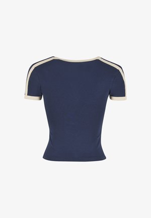 Karl Kani, SIGNATURE 89 COLLEGE TINY V-NECK T-SHIRT - Tričko s potlačou - dark blue off white