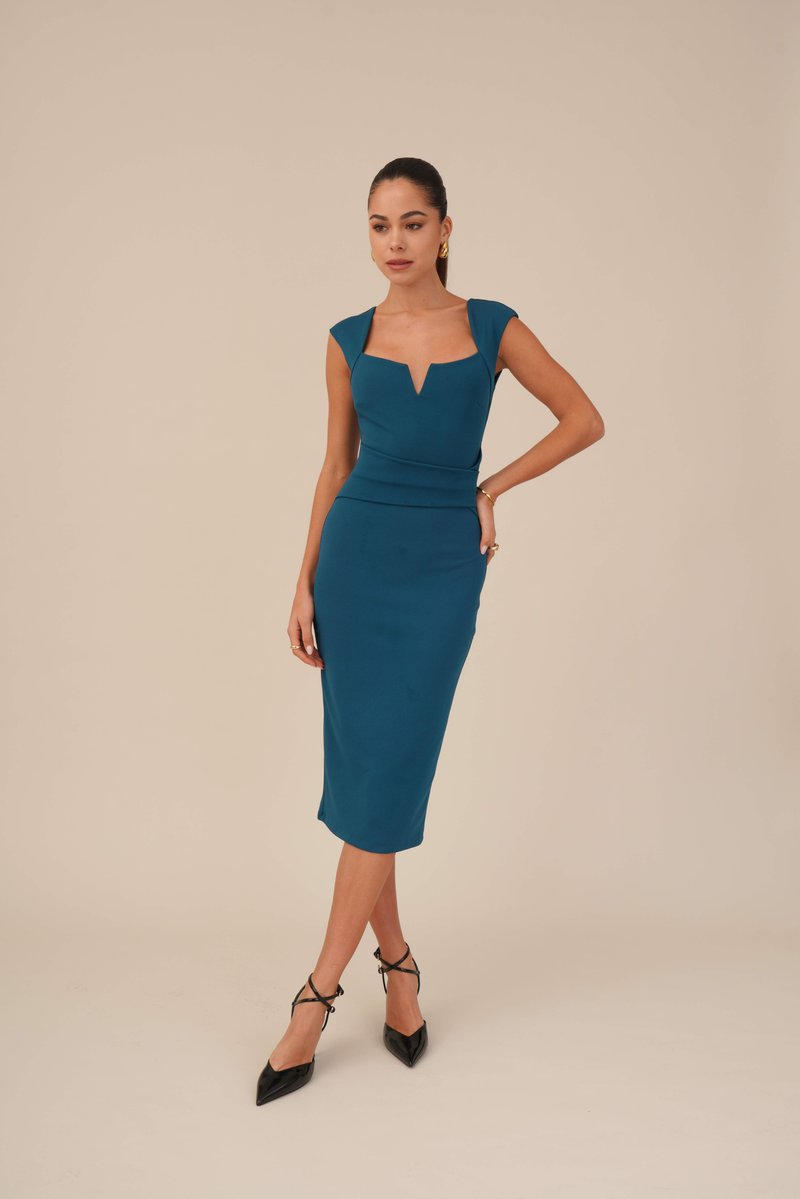 WAL G. NORA MIDI DRESS - Jersey dress - dark teal blue/dark blue -  Zalando.ie