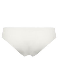 Weißer Baumwollbikini-Unterwäsche mit glatter Oberfläche, elastischem Bund und nahtloser Verarbeitung für ein minimalistisches Design.