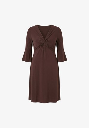 MIAMODA, JERSEYKLEID, A-LINIE, KNOTEN-DETAIL, 3/4-TROMPETENÄRMEL - Jerseykleid - hazelnut brown