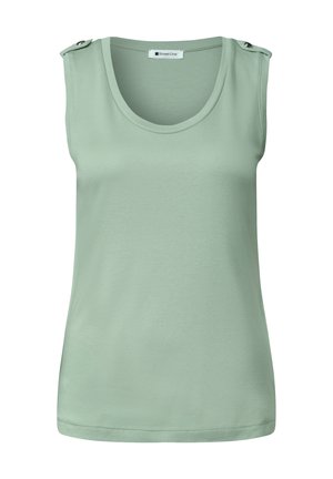 Street One, TOP MIT V-NECK UND KNOPFDETAIL - Débardeur - eucalyptus green