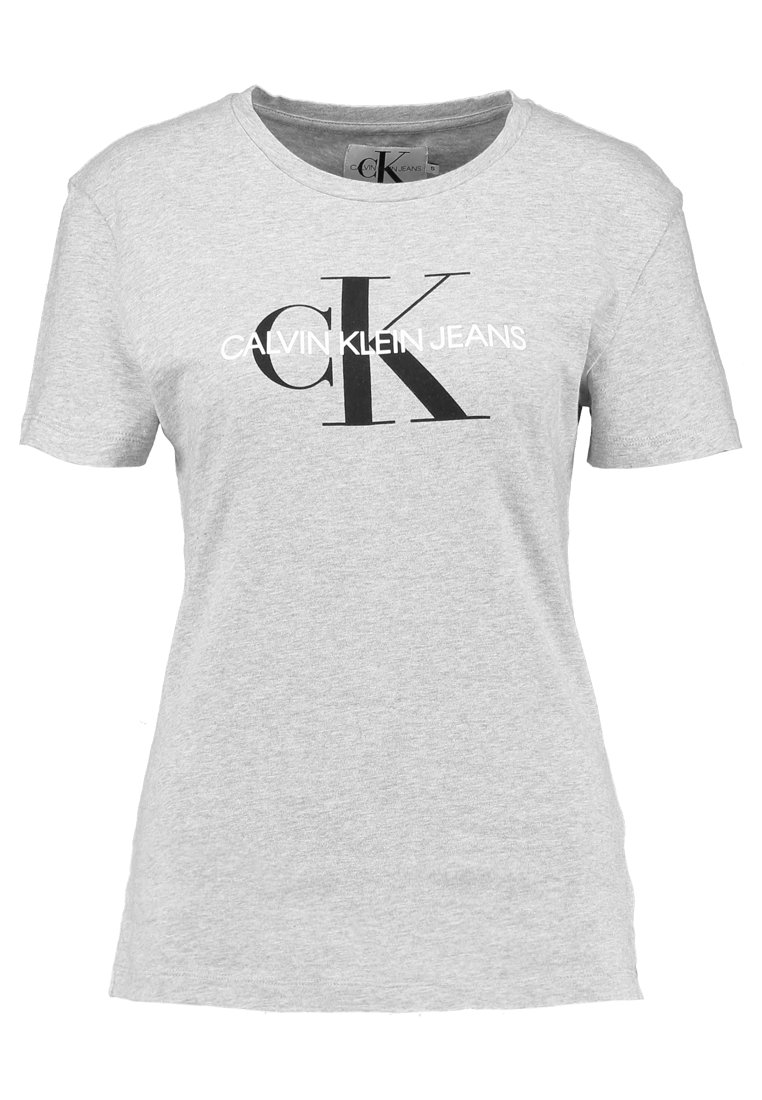 Calvin Klein Jeans CORE MONOGRAM LOGO - T-Shirt print - light grey  heather/grau - Zalando.de