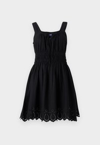 TIE SMOCKED MINI DRESS - Day dress - true black