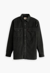 Svart kordflorsskjorta med knapp-down krage, två bröstfickor och långa ärmar. Har en texturerad yta och logotag.