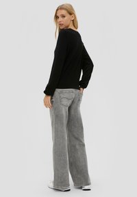 QS MIT DOBBY STRUKTUR - Strickpullover - schwarz