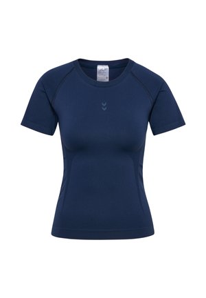 HMLFLOW SS - Sports T-shirts - dress blues