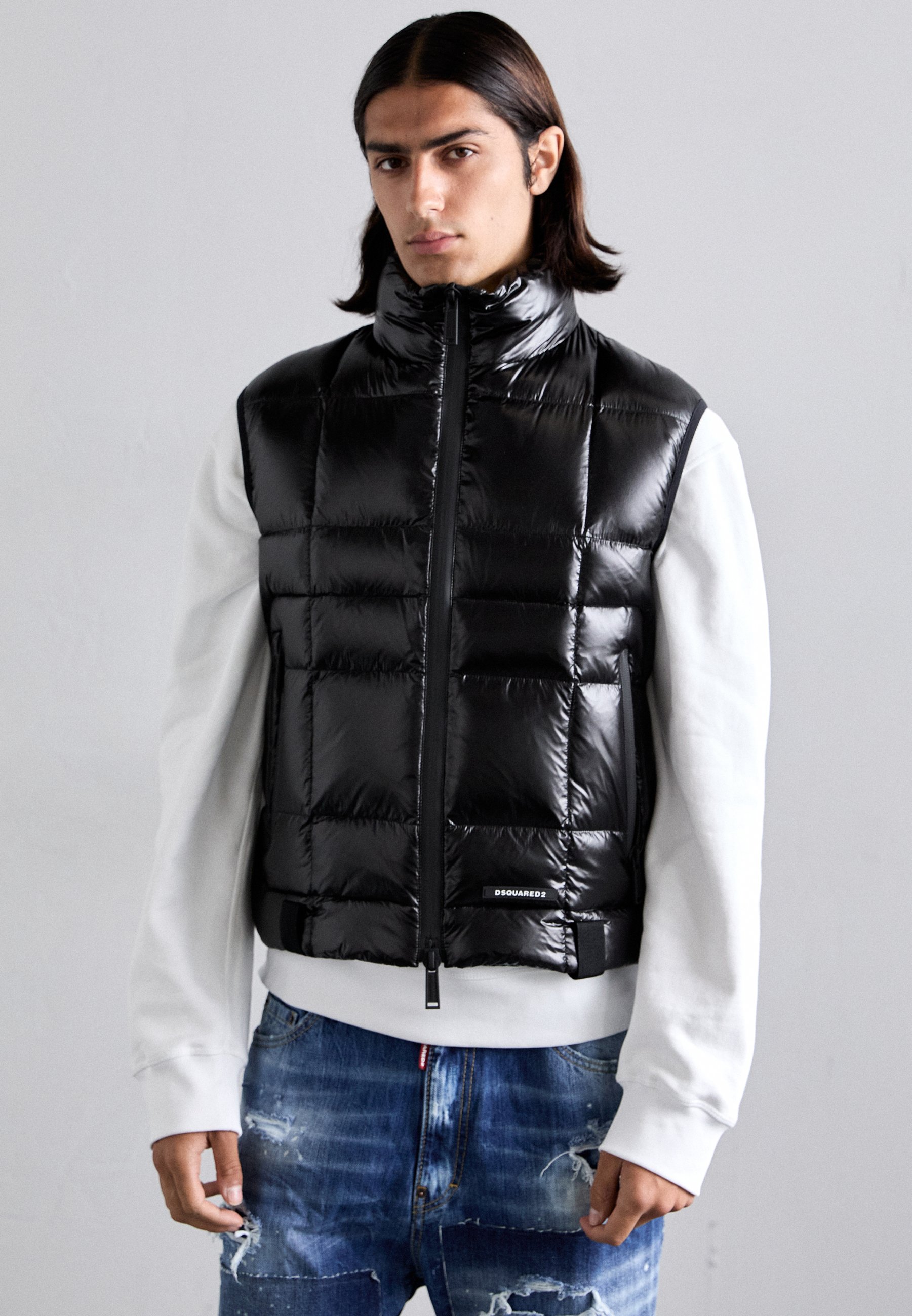 UN3D. PADDED short VEST ブラック Dsquared2 3D VEST - Waistcoat - black - Zalando.co.uk