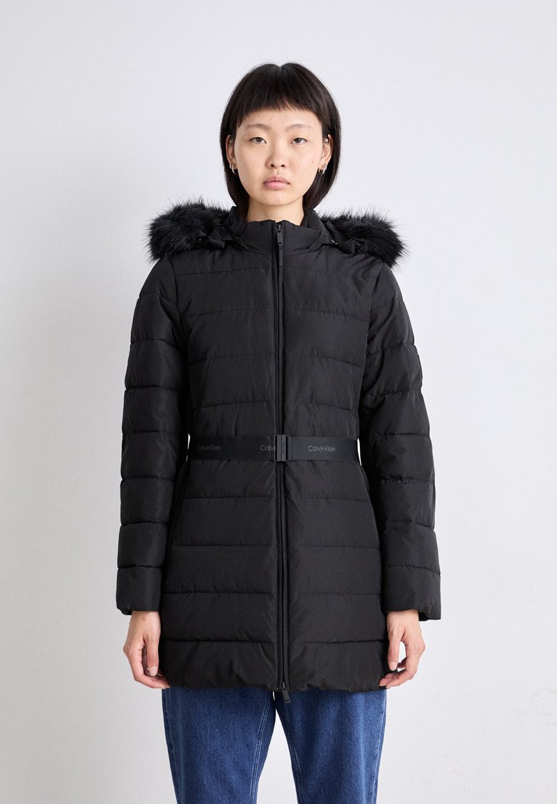 Calvin Klein PADDED BELTED - Klassisk kåpe / frakk - black