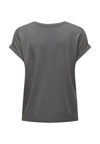 T-shirt grigio a maniche corte con scollo rotondo e maniche arrotolate. Tessuto liscio con vestibilità morbida, caratterizzato da cuciture rinforzate.