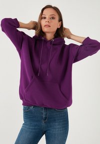 LELA Felpa con cappuccio - purple