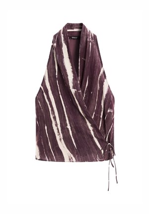 STRIPE PRINT CROSSOVER HALTER - Top - lilac