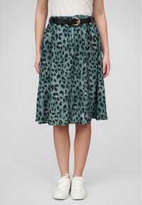 Cloud 5ive - CREPE MIT LEO PRINT INKLUSIVE GÜRTEL - A-line skirt - green Thumbnail Image 1