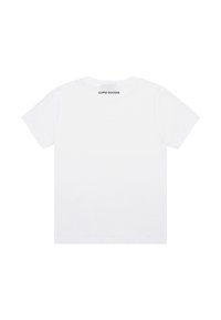 T-shirt bianca in cotone con maniche corte, con la scritta "CUPID DUCKER" stampata in nero sul retro. Tessuto morbido, design classico a girocollo.