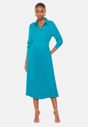 REGULAR FIT PLEATED MIDI - Tričkové šaty - teal blue