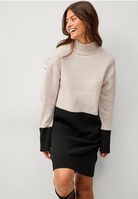 Ellos Collection Gebreide jurk - beige schwarz