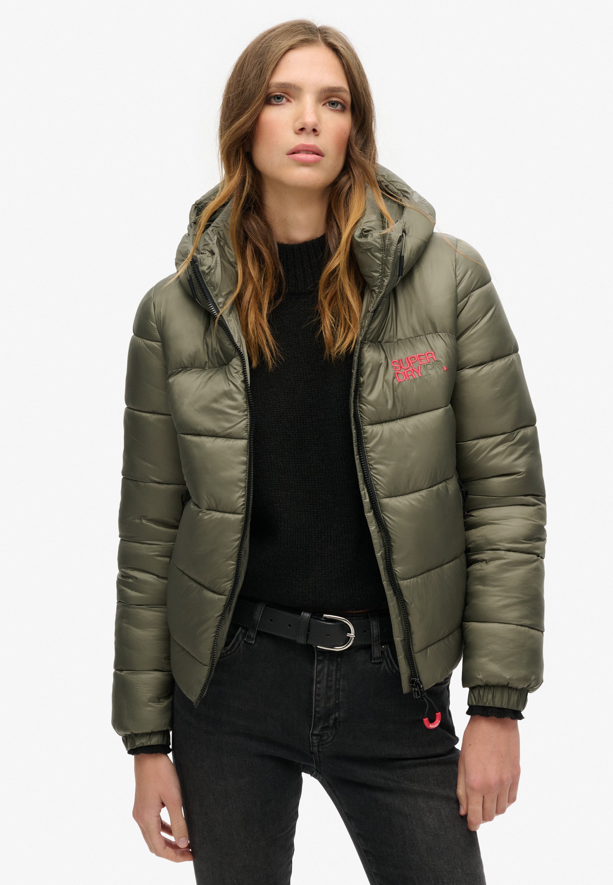 Superdry Sports Puffer Bomber Jacket Veste Pour Femme, Noir
