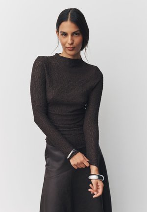 Next REGULAR FIT - TEXTURED LONG SLEEVE - Pikkade varrukatega topp - chocolate brown